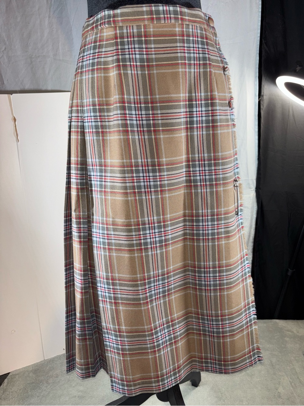 VTG Bonda Pure Virgin Wool Pleated Kilt Skirt Nova Scotia Princess Diana Pattern